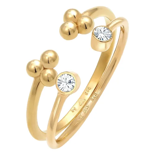 Elli Damski zestaw kule otwarty Ball Design z kryształami w srebrze próby 925 sterling silver Pierścionki 1 ct