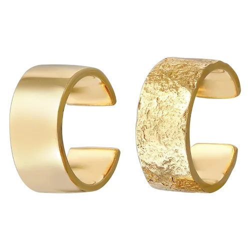 Elli Damski zestaw nausznic Szeroka Basic Młotkowana ze srebra 925 Sterling Silver Kolczyki 1 ct