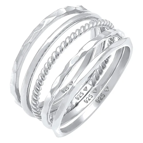 Elli Damski zestaw pierścionków Minimal Trendy Bloger Basic w srebrze próby 925 Sterling Silver Pierścionki 1 ct