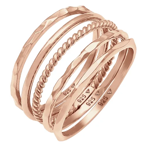 Elli Damski zestaw pierścionków Minimal Trendy Bloger Basic w srebrze próby 925 Sterling Silver Pierścionki 1 ct