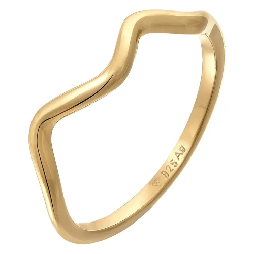 Elli Damskie fale Minimal Geo Trend w srebrze 925 Sterling Silver Pierścionki 1 ct