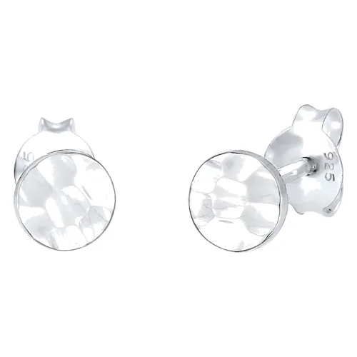 Elli Damskie kolczyki sztyfty koło młotkowane Organic w srebrze 925 Sterling Silver Kolczyki 1 ct