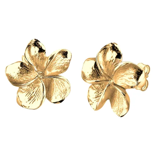 Elli Damskie kolczyki sztyfty Kwiat Frangipani Flower filigranowe w srebrze próby 925 Sterling Silver Kolczyki 1 ct