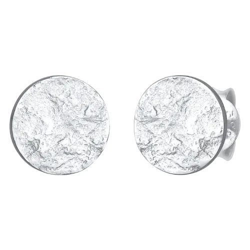 Elli Damskie kolczyki sztyfty płytka młotkowana Antique Trend ze srebra próby 925 Sterling Silver Kolczyki 1 ct