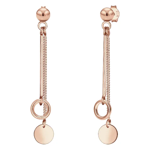 Elli Damskie kolczyki wiszące na łańcuszku Koło Geo Basic w srebrze 925 Sterling Silver Kolczyki 1 ct