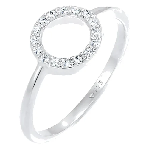 Elli Damskie koło filigranowe Geo z kryształami w srebrze próby 925 Sterling Silver Pierścionki 1 ct
