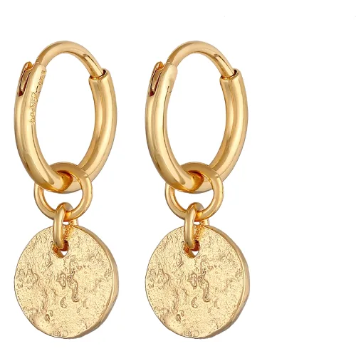 Elli Damskie kreolki zawieszką płytkową młotkowane odczepianymi w srebrze próby 925 Sterling Silver Kolczyki 1 ct