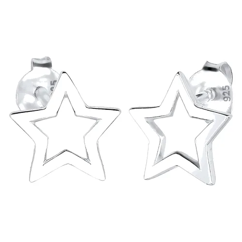 Elli Damskie Star Cut-Out Astro Look Basic Trend w srebra próby 925 Kolczyki 1 ct