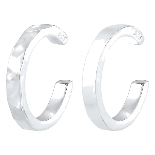 Elli Damskie zestaw nausznic 2 częściowy Organic Look Minimal Basic regulowany w srebrze 925 Sterling Silver Kolczyki 1 ct