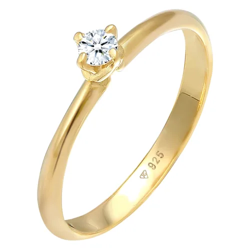 Elli DIAMONDS Damski pierścionek filigranowy Classic z diamentem (0.11 ct.) w srebrze 925 Sterling Silver Pierścionki