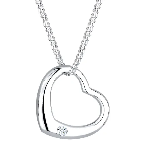 Elli DIAMONDS Damski wisiorek serce z diamentem (0,03 ct.), srebro 925 Sterling Silver Naszyjniki 1 ct