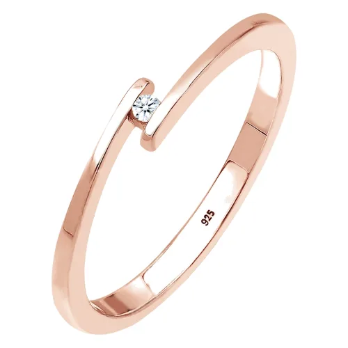 Elli DIAMONDS Damskie zaręczyny z diamentem (0.015 ct.) w srebrze 925 Sterling Silver Pierścionki 1 ct