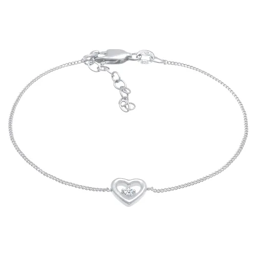 Elli DIAMONDS Damy serca kochają romantyczne minimum z diamentem (0,03 ct) w 925 Sterling Silver Bransoletki 1 ct Damski