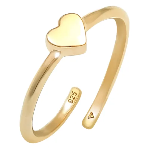 Elli Dzieci Serce Miłość Symbol prosty regulowany w srebrze 925 Sterling Silver Pierścionki 1 ct Damski