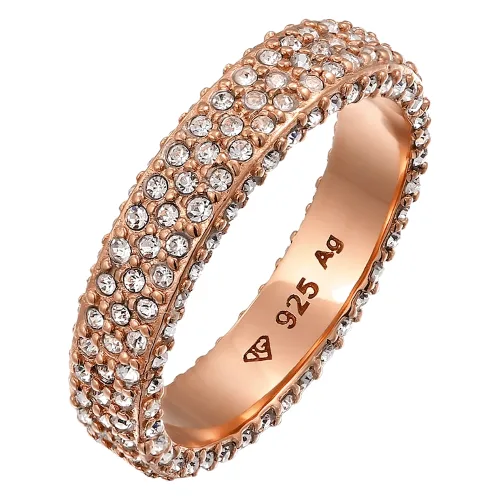 Elli Elli Pierścionek z Kamieniami Damski Memoire Szklane Kryształy Xilion Szlif Biały Srebro 925 Sterling Silver Pierścionki 1 ct