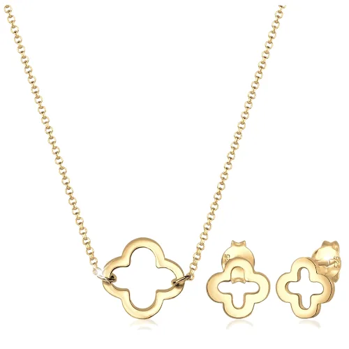 Elli Kette Stecker Kleeblatt Glücksbringer 925 Silber Zestawy 1 ct Damski