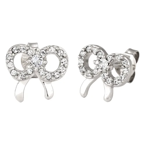 Elli Kolczyki sztyfty Kobiety Wstążka Szklane kryształy Xirius Szlif Białe 925 Sterling Silver Pozłacane 1 ct Damski