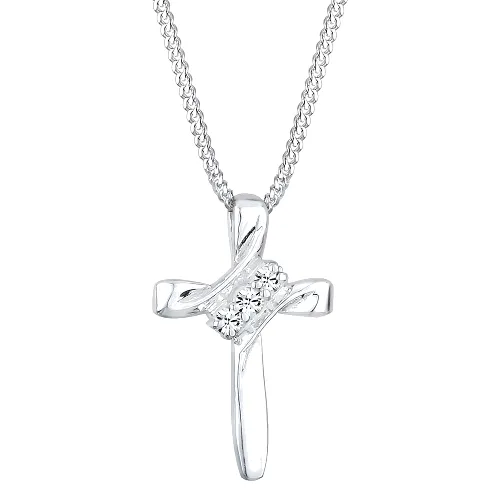 Elli Krzyż damski z kryształami w srebrze próby 925 Sterling Silver Naszyjniki 1 ct Damski