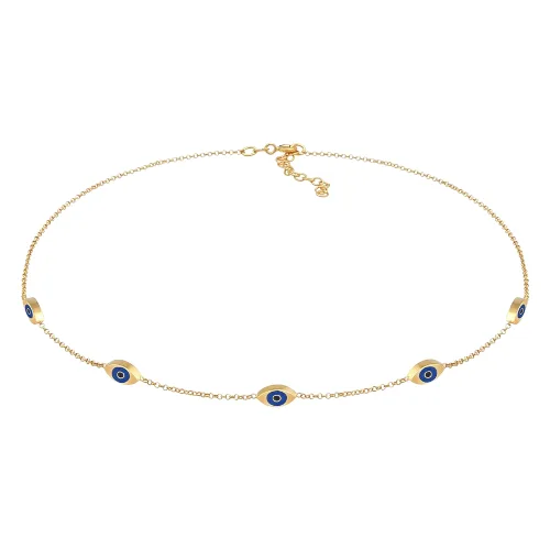 Elli Ladies Choker Evil Eye Trend Blogger z emalią w pozłacanym srebrze 925 Sterling Silver Naszyjniki 1 ct Damski