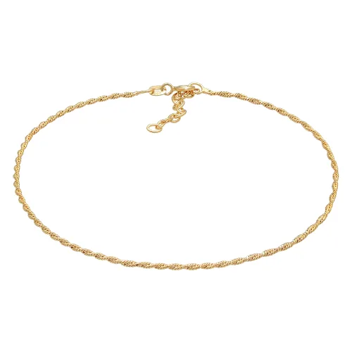 Elli Naszyjnik damski sznurkowy Twisted Basic Timeless Trend regulowany wykonany ze srebra próby 925 Sterling Silver Biżuteria dla stóp 1 ct Damski