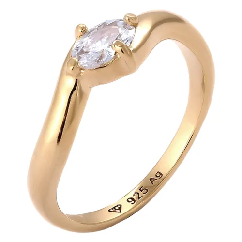 Elli Pierścionek z Kamieniami Damski Owalny Cyrkonia Szlifowany Diamentowo Biały 925 Sterling Silver Pierścionki 1 ct