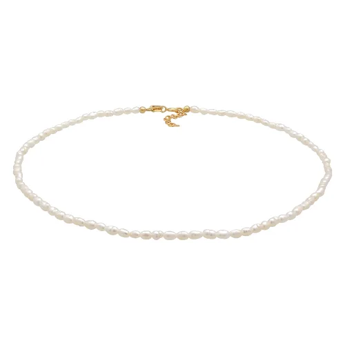 Elli PREMIUM Damski Choker Klasyczny Trend z perły hodowlana słodkowodna w pozłacanym srebrze 925 Sterling Silver Naszyjniki 1 ct