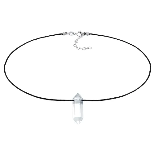 Elli PREMIUM Damski choker wisiorek Nylon Black z kryształową końcówką ze srebra próby 925 Sterling Silver Naszyjniki 1 ct