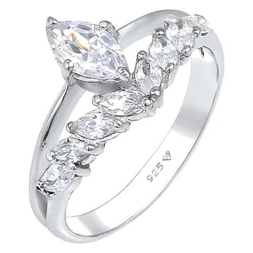 Elli PREMIUM Damski mieniący się elegancki z kryształami cyrkonii w pozłacanym srebrze 925 Sterling Silver Pierścionki 1 ct