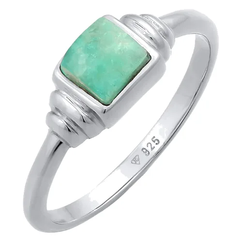 Elli PREMIUM Damski soliter Vintage kwadrat z amazonitem w pozłacanym srebrze 925 Sterling Silver Pierścionki 1 ct