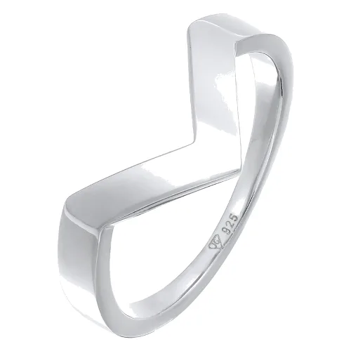 Elli PREMIUM Damski w kształcie litery V Geo Basic w rodowanym srebrze 925 Sterling Silver Pierścionki 1 ct