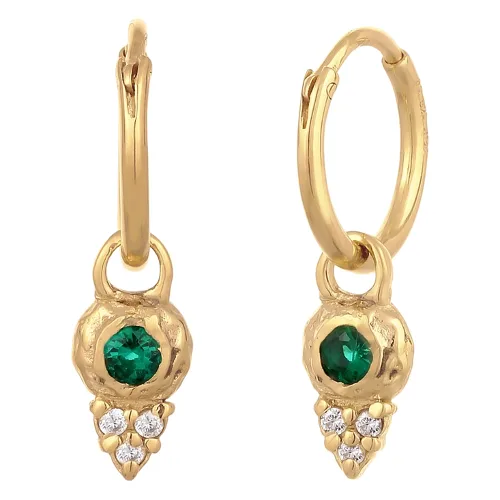 Elli PREMIUM Kolczyki Damskie Krąg Syntetyczny Szmaragd Cięcie Xirius Zielony Cyrkon 925 Sterling Silver 1 ct