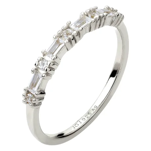 Elli PREMIUM Pierścionek z Kamieniami Damski Topaz Szlif Bagietkowy Szlif Diamentowy Białe 925 Sterling Silver Stroje Wieczorowe Pierścionki 1 ct
