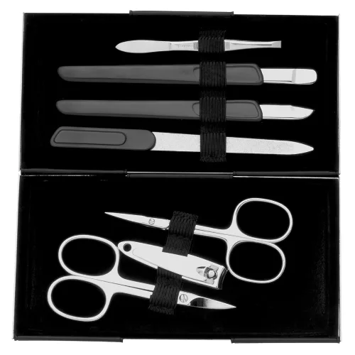 ERBE "Magic Box" Manicure Case, silver shiny, 7 pcs. Kuferki do makijażu 1 ct 1 szt.