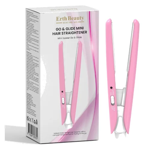 ErthSkin London Go & Glide mini prostownica do włosów różowa Prostownice 1 ct