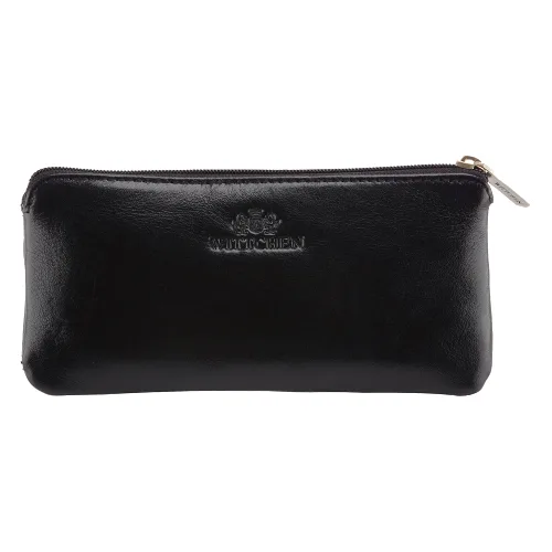 Etui na klucze skórzane z półotwartą kieszenią czarne