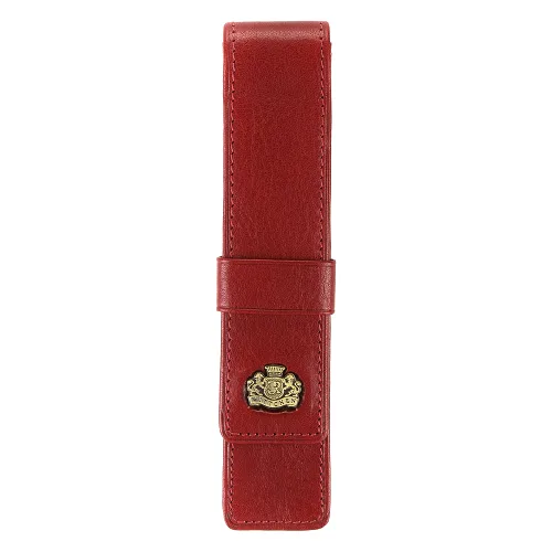 Etui na pióro skórzane z herbem czerwone