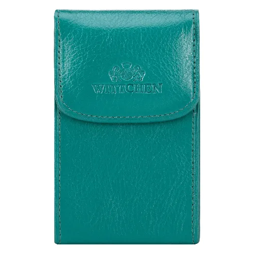 Etui na wizytówki skórzane z logo zielone