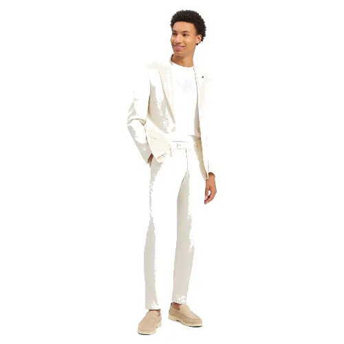 Finshley & Harding London Garnitur - Brixdon-11-Hudson Mężczyźni Slim Fit biały
