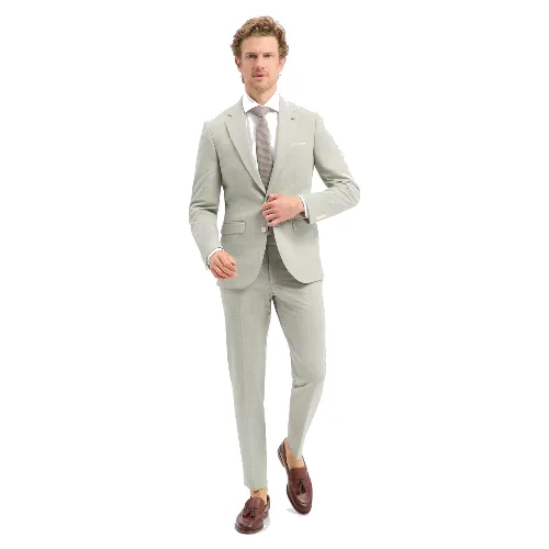 Finshley & Harding London Garnitur - Brixdon/Hoxdon Mężczyźni Slim Fit Sztuczne włókno szary