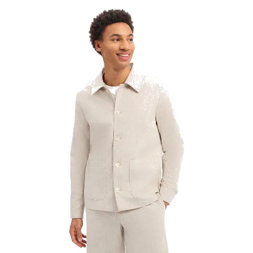 Finshley & Harding London kurtka modułowa z zawartością lnu - Logan Mężczyźni Comfort Fit Bawełna beżowy, 50