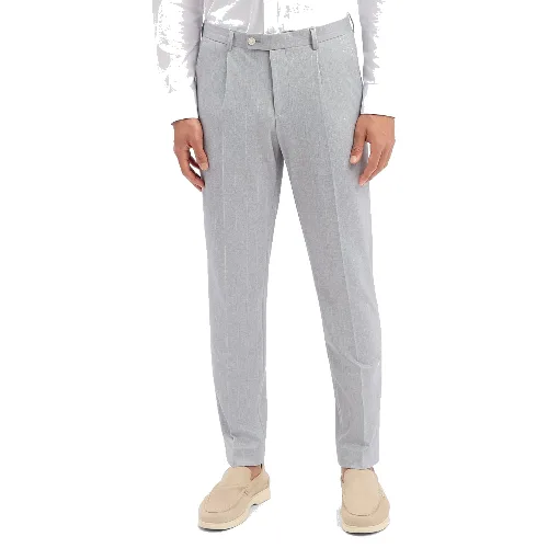 Finshley & Harding London spodnie garniturowe Mężczyźni Slim Fit szary