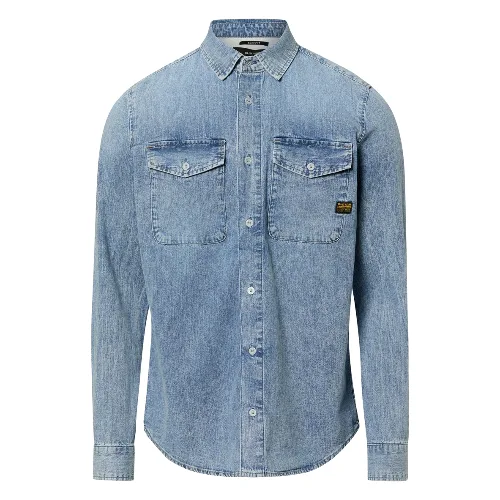 G-Star RAW koszula dżinsowa - Granatowy Mężczyźni Slim Fit Bawełna niebieski, L