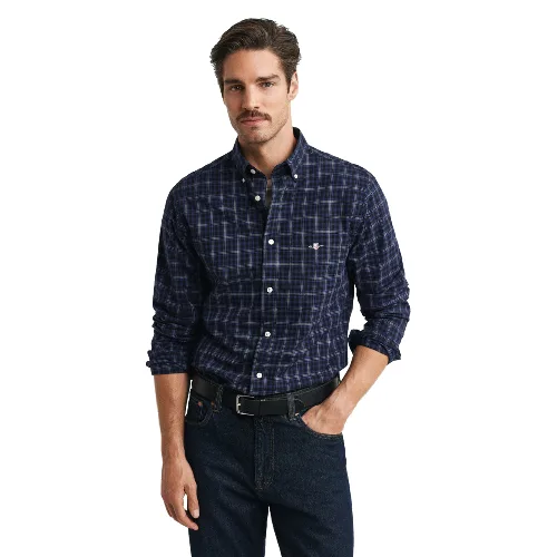 Gant koszula w kratę Mężczyźni Regular Fit Bawełna niebieski|czarny|biały