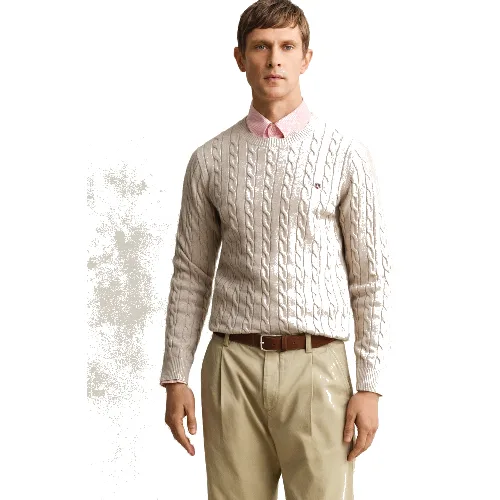Gant Sweter Mężczyźni Bawełna beżowy, XXL