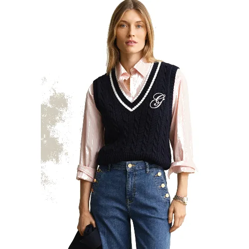 Gant Sweter z dzianiny Kobiety Bawełna niebieski, XL