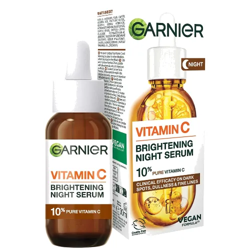 Garnier Anti Dark Spot Night Serum 10% Pure Vitamin C and Hyaluronic Acid serum na noc wyrównujące koloryt skóry 30 ml