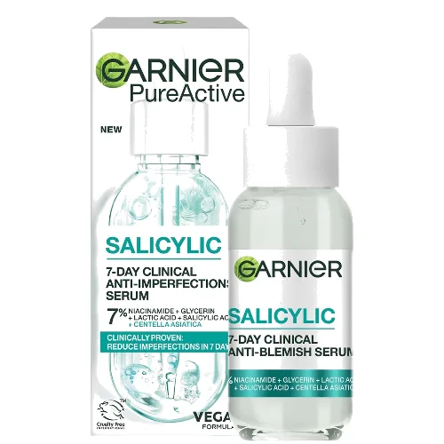 Garnier Pure Active Salicylic 7-Day Clinical Anti-Blemish Serum, Reduces Blemishes 30ml