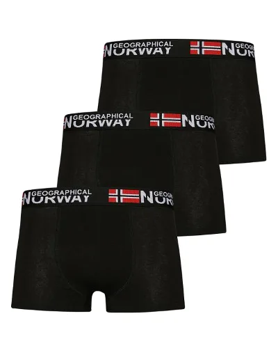 Geographical Norway Mężczyźni Bokserki 3-pak czarny Pakiet 3-Czarny