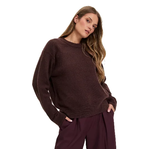 Gładki sweter brązowy