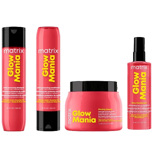 Glow Mania Colour Protecting Set including Shampoo, Conditioner, Leave-In Conditioner, and Mask
